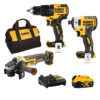 Combo Dewalt - Máy khoan DCD709N + Máy vặn vít DCF887N + Máy mài góc DCG405N + 1 Pin 4.0Ah + Sạc nhanh + Túi đựng